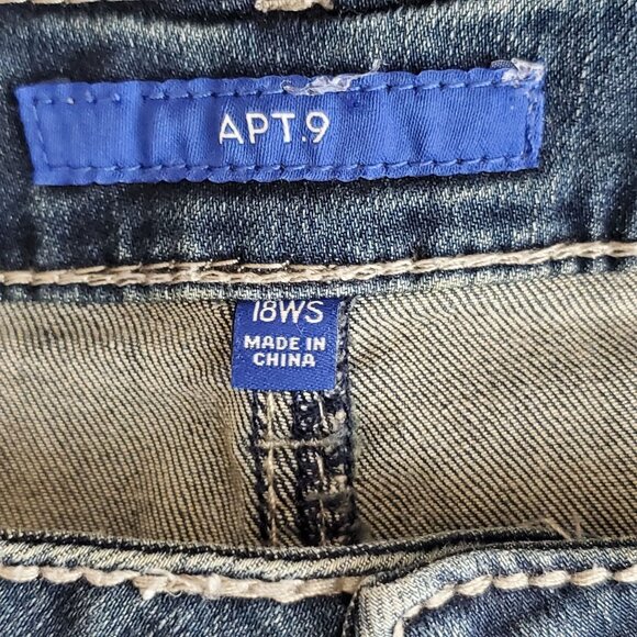 APT 9 Womens 18WS Bootcut Jeans Blue Denim With Embellished Back Pockets - Picture 3 of 12